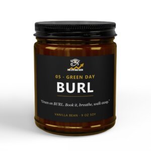 BURL Trader Candle – 8 Session Scents, 9oz Soy, Amber Jar