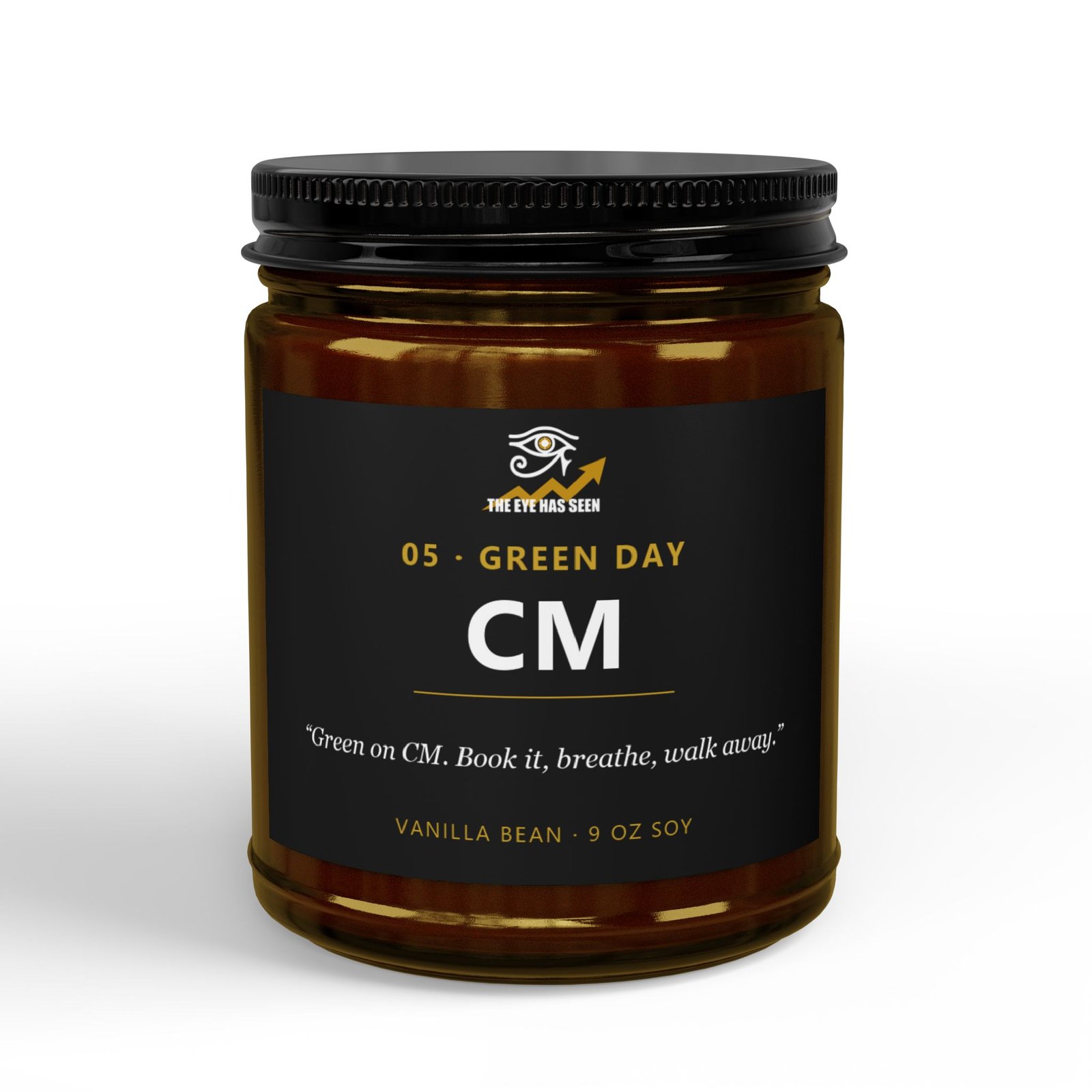 CM Trader Candle – 8 Session Scents, 9oz Soy, Amber Jar