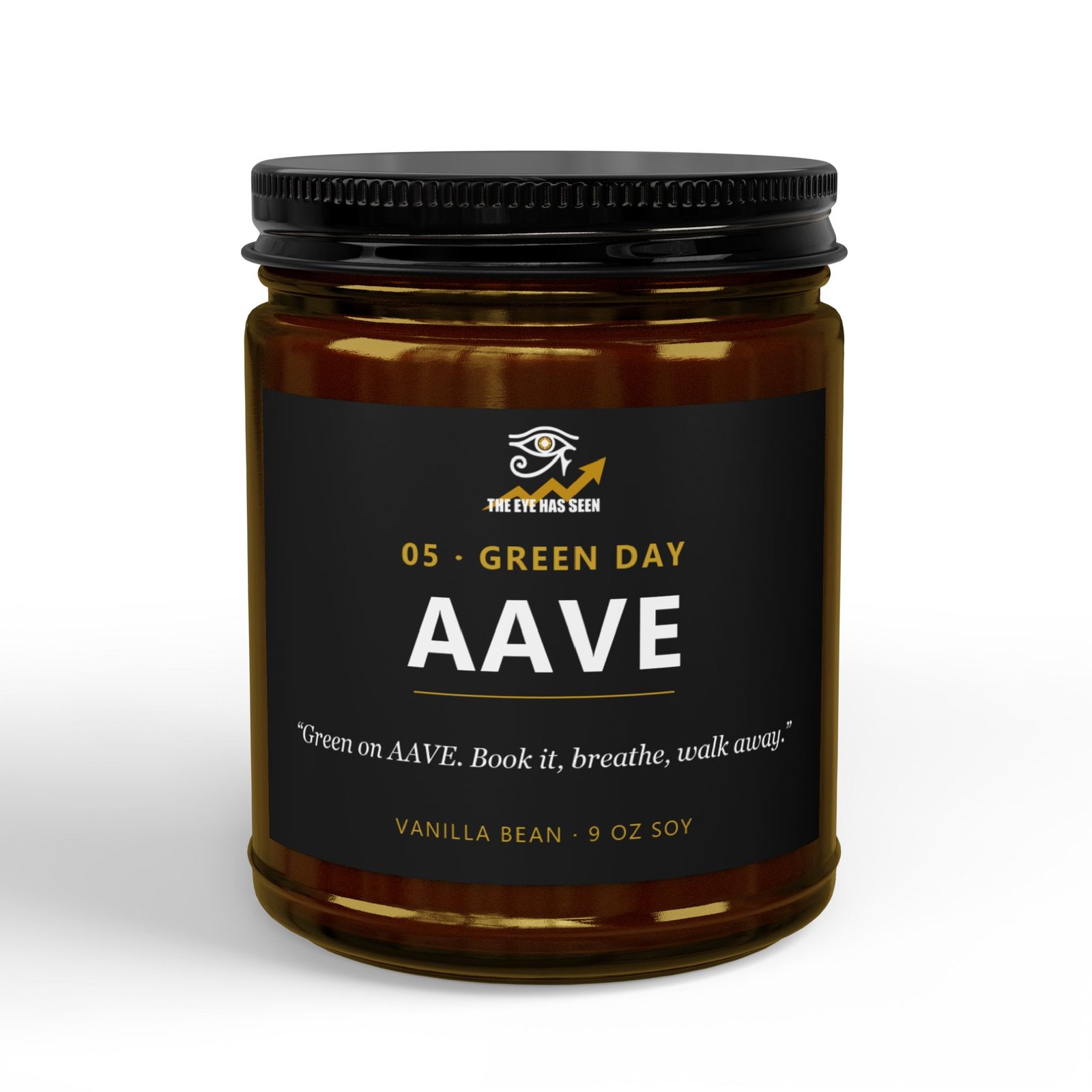 AAVE Trader Candle – 8 Session Scents, 9oz Soy, Amber Jar