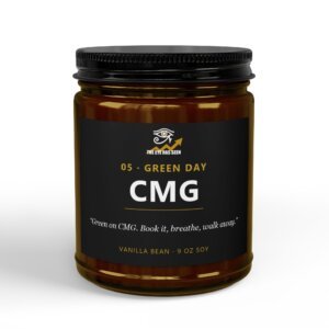 CMG Trader Candle – 8 Session Scents, 9oz Soy, Amber Jar