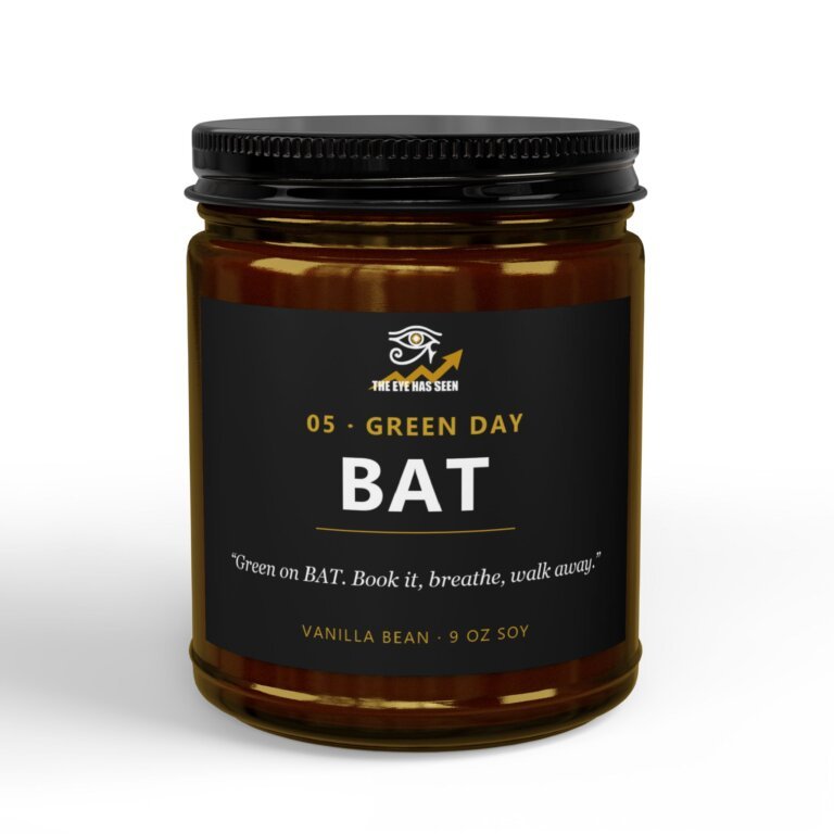 BAT Trader Candle – 8 Session Scents, 9oz Soy, Amber Jar