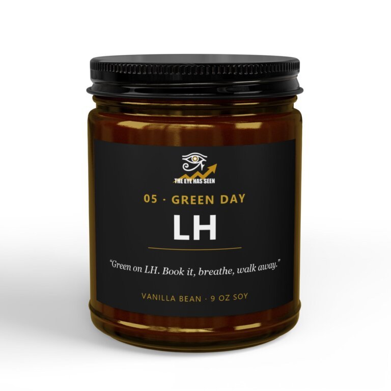 LH Trader Candle – 8 Session Scents, 9oz Soy, Amber Jar