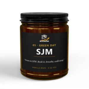 SJM Trader Candle – 8 Session Scents, 9oz Soy, Amber Jar