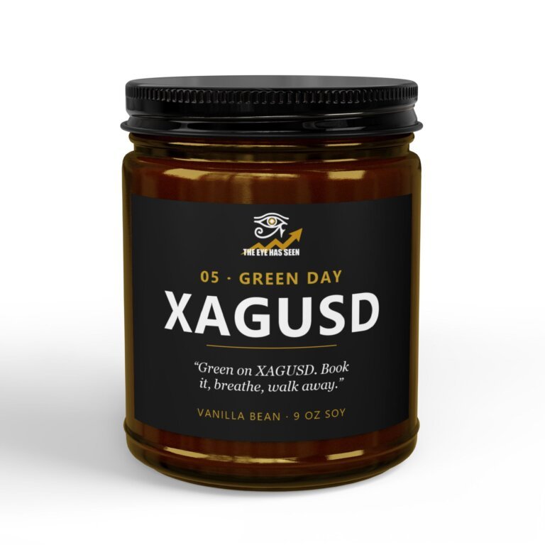 XAGUSD Trader Candle – 8 Session Scents, 9oz Soy, Amber Jar