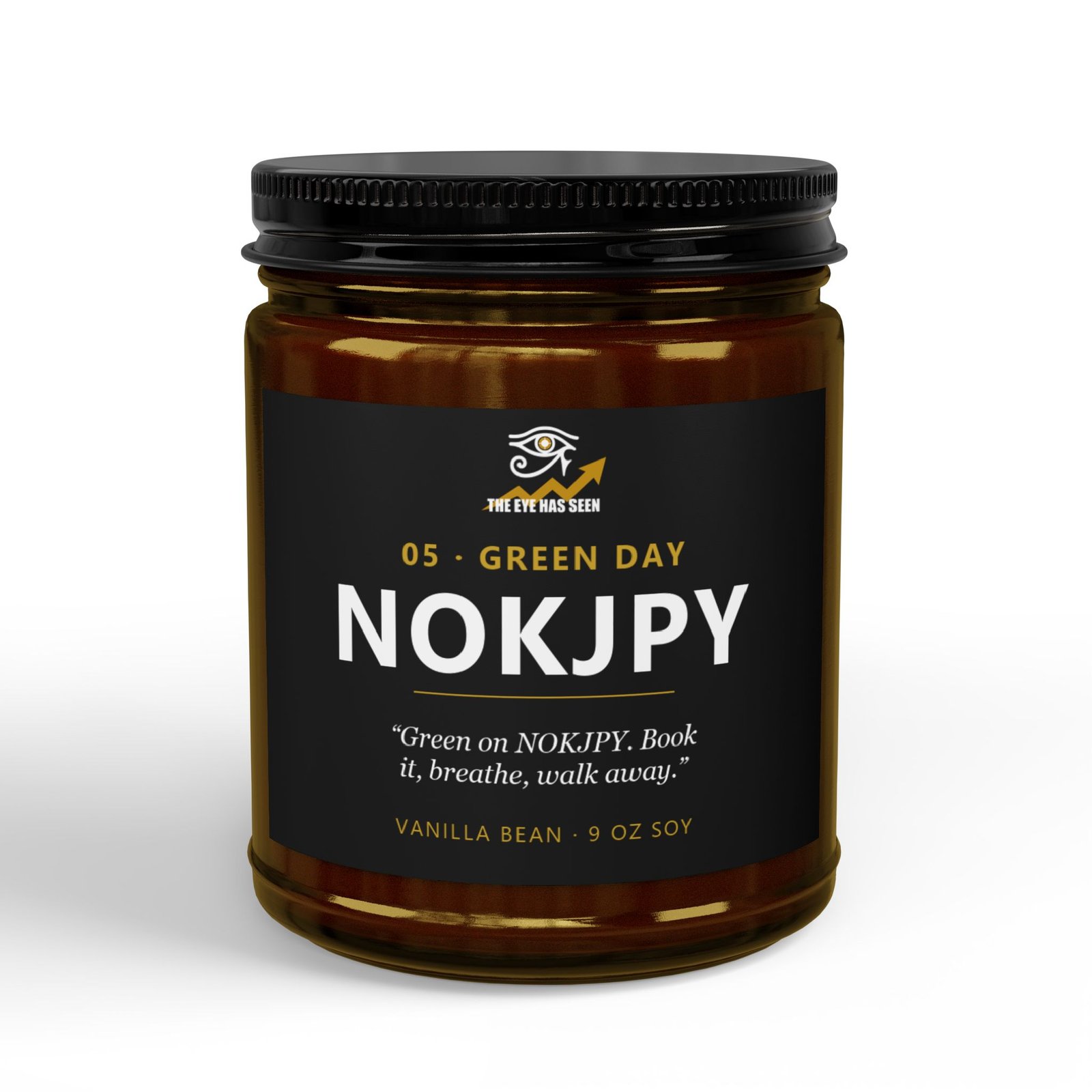 NOKJPY Trader Candle – 8 Session Scents, 9oz Soy, Amber Jar