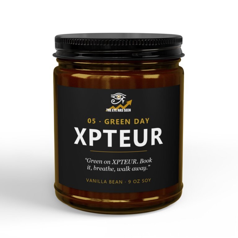 XPTEUR Trader Candle – 8 Session Scents, 9oz Soy, Amber Jar