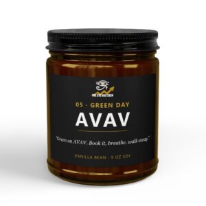 AVAV Trader Candle – 8 Session Scents, 9oz Soy, Amber Jar