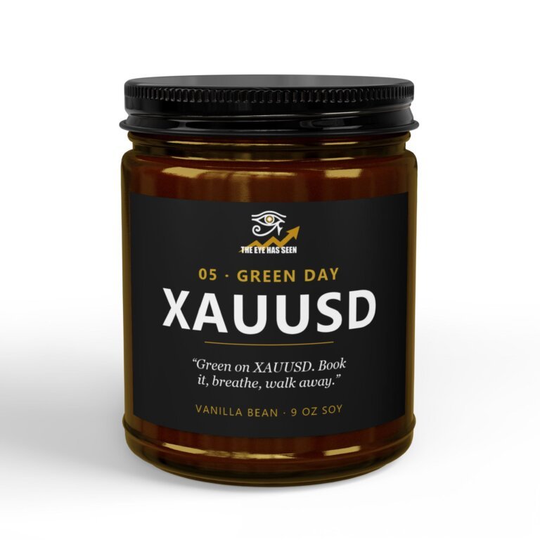 XAUUSD Trader Candle – 8 Session Scents, 9oz Soy, Amber Jar