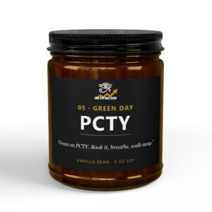 PCTY Trader Candle – 8 Session Scents, 9oz Soy, Amber Jar