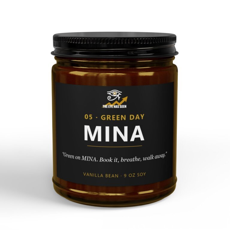 MINA Trader Candle – 8 Session Scents, 9oz Soy, Amber Jar