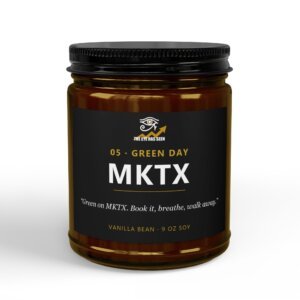 MKTX Trader Candle – 8 Session Scents, 9oz Soy, Amber Jar