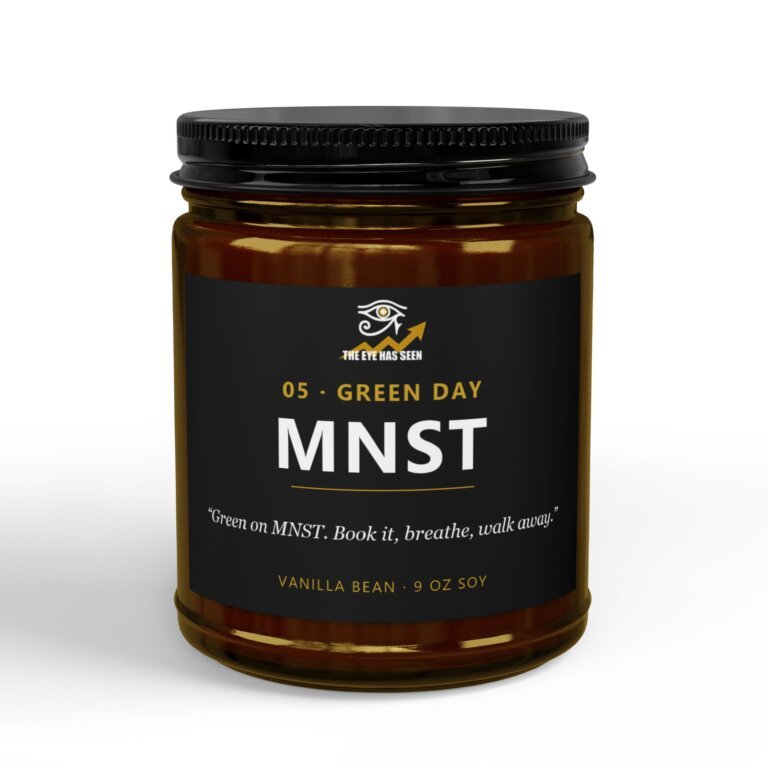 MNST Trader Candle – 8 Session Scents, 9oz Soy, Amber Jar