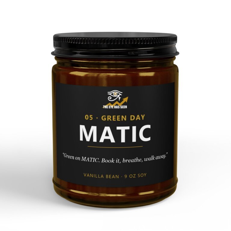 MATIC Trader Candle – 8 Session Scents, 9oz Soy, Amber Jar
